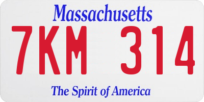 MA license plate 7KM314