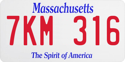 MA license plate 7KM316