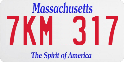MA license plate 7KM317