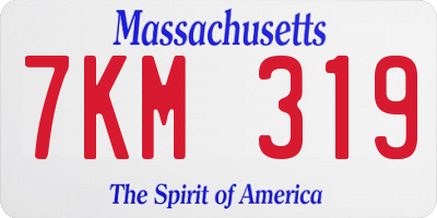 MA license plate 7KM319
