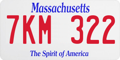 MA license plate 7KM322