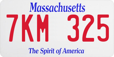 MA license plate 7KM325