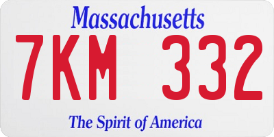MA license plate 7KM332