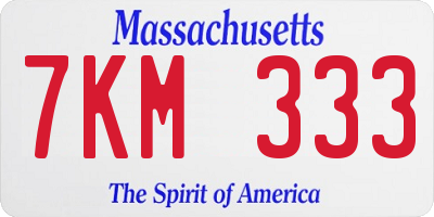 MA license plate 7KM333
