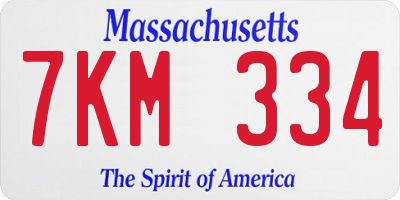 MA license plate 7KM334
