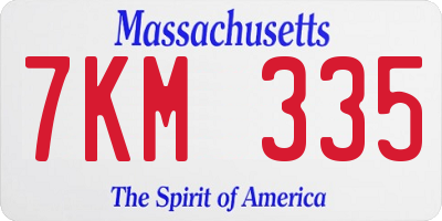 MA license plate 7KM335