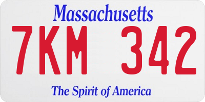 MA license plate 7KM342