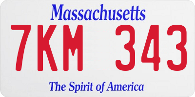 MA license plate 7KM343