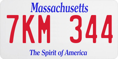 MA license plate 7KM344