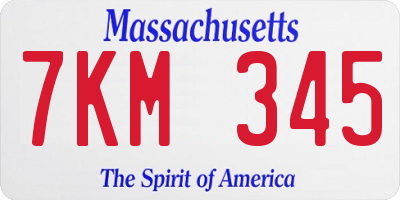 MA license plate 7KM345