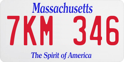 MA license plate 7KM346