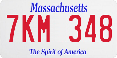 MA license plate 7KM348