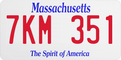MA license plate 7KM351