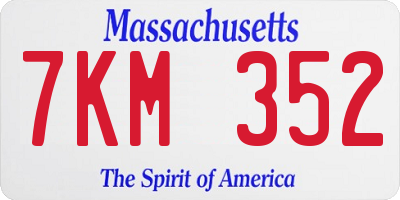 MA license plate 7KM352