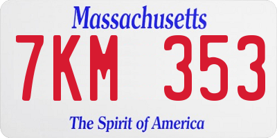 MA license plate 7KM353