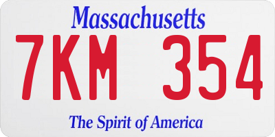 MA license plate 7KM354