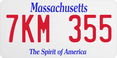MA license plate 7KM355