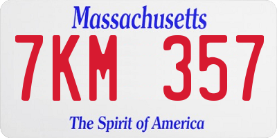 MA license plate 7KM357