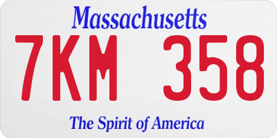 MA license plate 7KM358