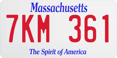 MA license plate 7KM361