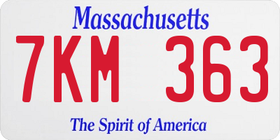 MA license plate 7KM363