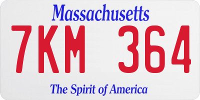 MA license plate 7KM364