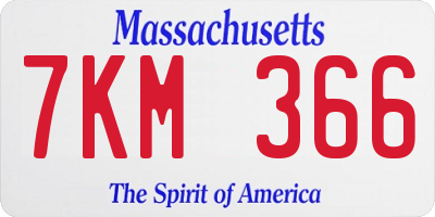 MA license plate 7KM366