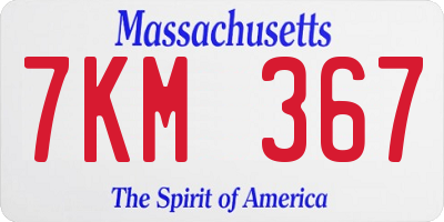 MA license plate 7KM367
