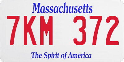 MA license plate 7KM372