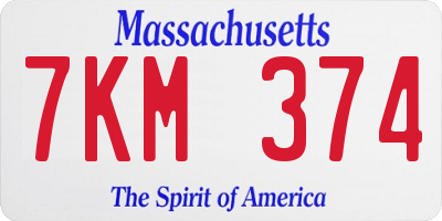MA license plate 7KM374