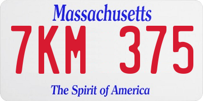 MA license plate 7KM375