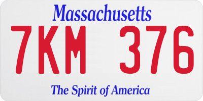 MA license plate 7KM376