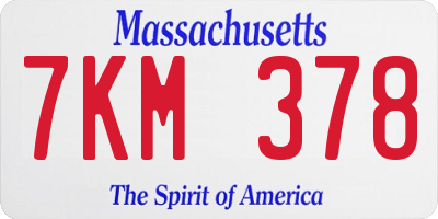 MA license plate 7KM378