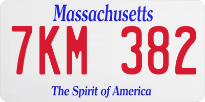 MA license plate 7KM382