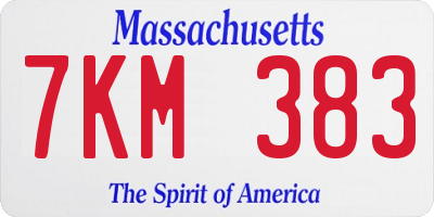 MA license plate 7KM383