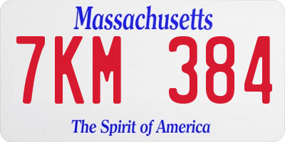 MA license plate 7KM384