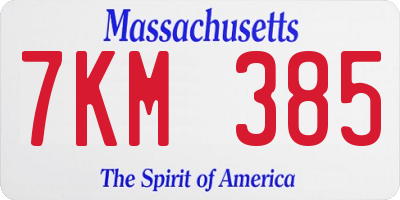 MA license plate 7KM385