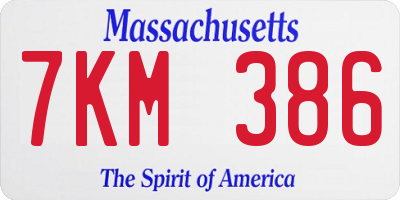 MA license plate 7KM386