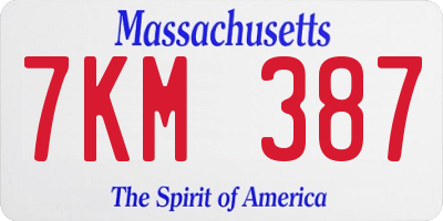 MA license plate 7KM387