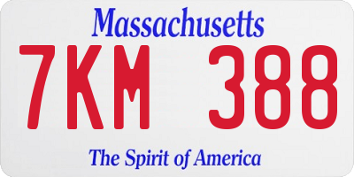 MA license plate 7KM388