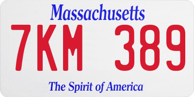 MA license plate 7KM389