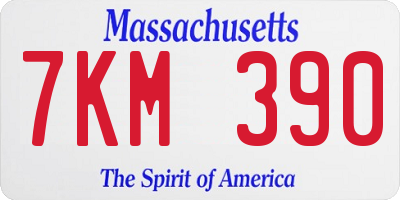 MA license plate 7KM390