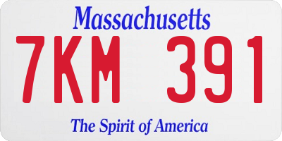 MA license plate 7KM391