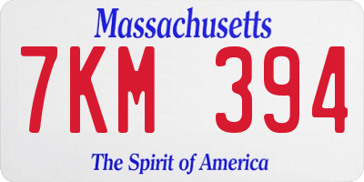 MA license plate 7KM394