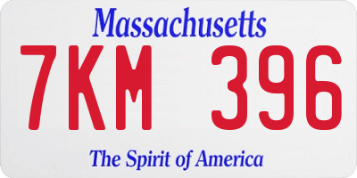 MA license plate 7KM396