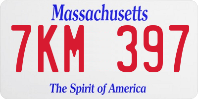 MA license plate 7KM397