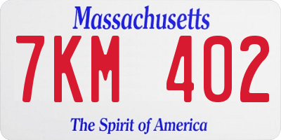 MA license plate 7KM402