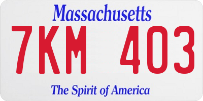 MA license plate 7KM403