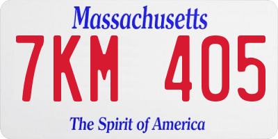 MA license plate 7KM405