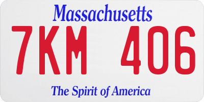 MA license plate 7KM406